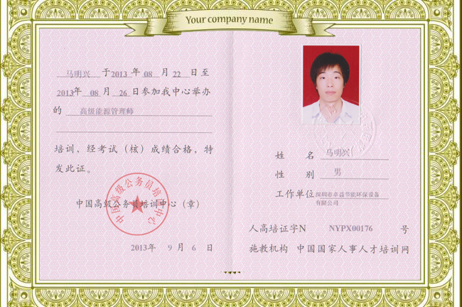 卓益荣誉-高级能源管理师
